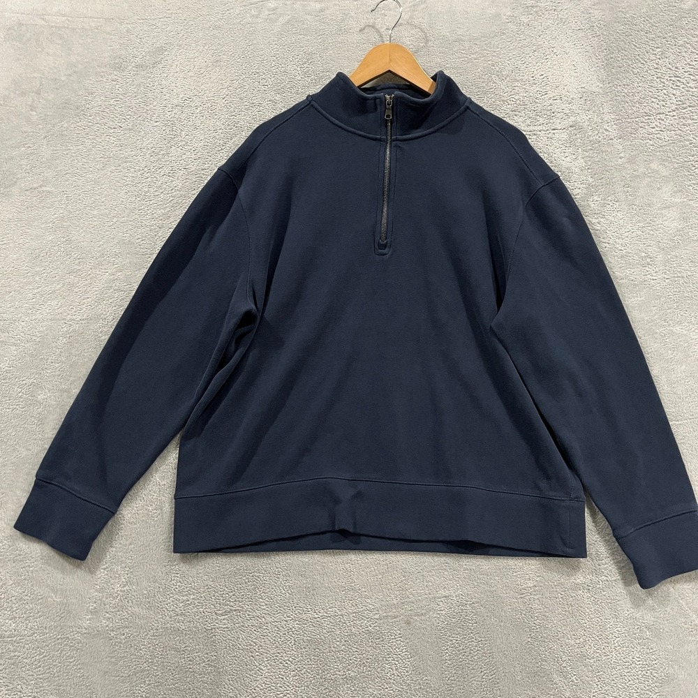 Banana Republic Sweater Mens XL‎ 1/4 Zip Heavyweight Preppy Navy Blue Academia